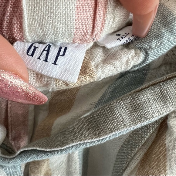 GAP Pastel Striped Linen Paperbag Waist Shorts 8 Tall - Picture 3 of 10